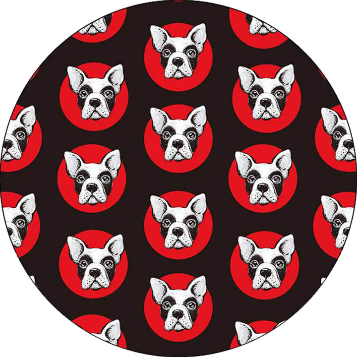 Lisslune | Kids Bedroom Rug in Black Animal Dog Dots Print Rug Polyester Stain Resistant Pet Friendly Area Rug