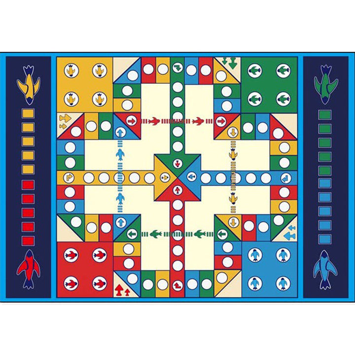 Lisslune | Unique Children's Carpet in Blue Educational Ludo Pattern Carpet Polyester Stain Resistant Rug for Nursery