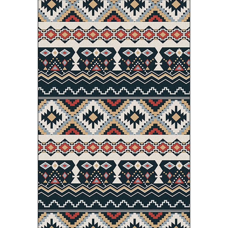 Lisslune | Southwest Tribal Print Carpet Black and White Polyester Carpet Machine Washable Non-Slip Area Rug for Living Room