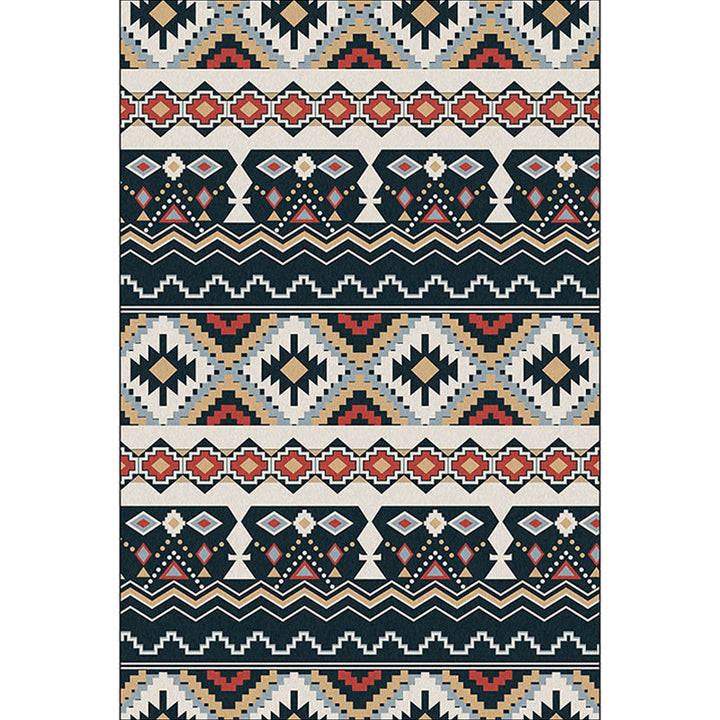 Lisslune | Southwest Tribal Print Carpet Black and White Polyester Carpet Machine Washable Non-Slip Area Rug for Living Room