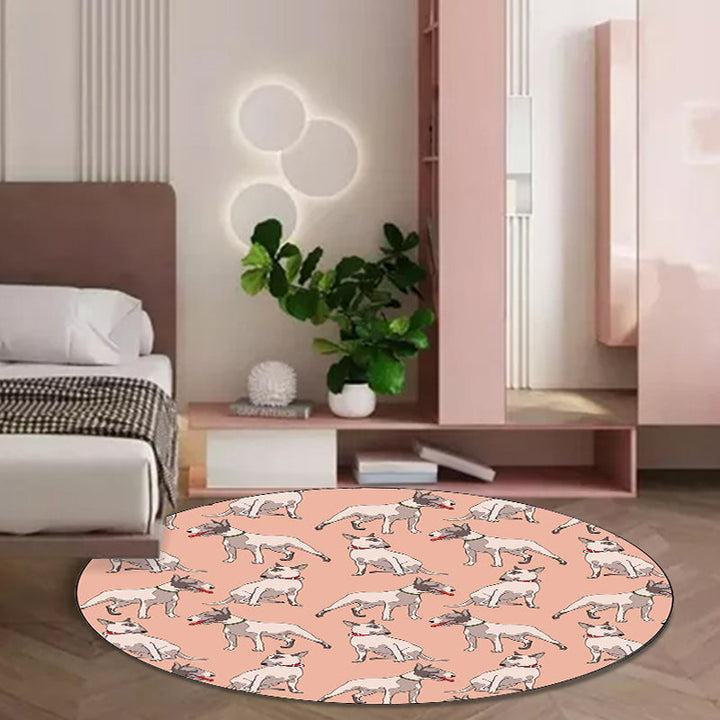 Lisslune | Orange Children's Room Carpet Children Animal Dog Pattern Area Rug Polyester Stain Resistant Washable Rug
