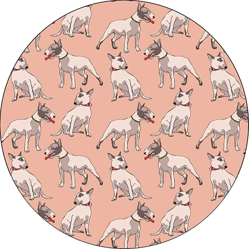 Lisslune | Orange Children's Room Carpet Children Animal Dog Pattern Area Rug Polyester Stain Resistant Washable Rug