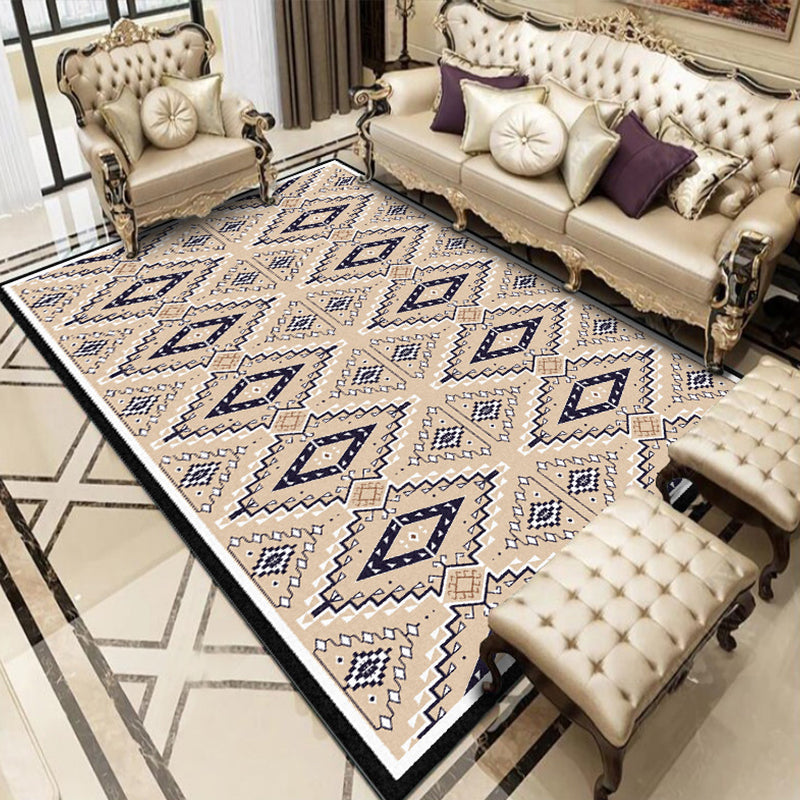 Lisslune | American geometric print rug yellow polyester rug machine washable non-slip rug for the living room