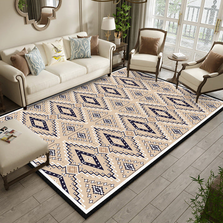 Lisslune | American geometric print rug yellow polyester rug machine washable non-slip rug for the living room