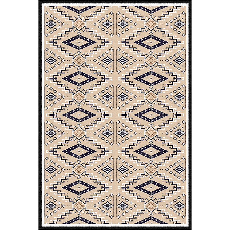 Lisslune | American geometric print rug yellow polyester rug machine washable non-slip rug for the living room