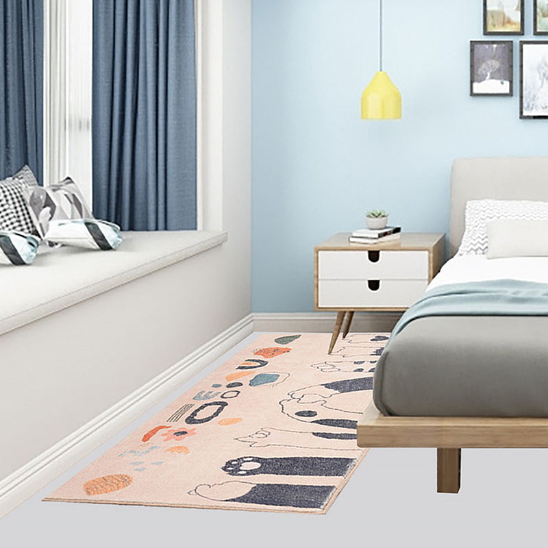Lisslune | Apricot Kids Carpet Polyester Cat Feet Print Carpet Machine Washable Non-Slip Backing Rug for Kids Room
