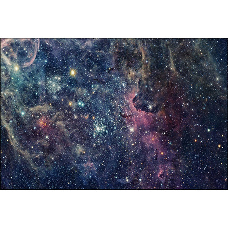 Lisslune | Modern living room rug in blue outdoor galaxy print rug polyester non-slip backing rug