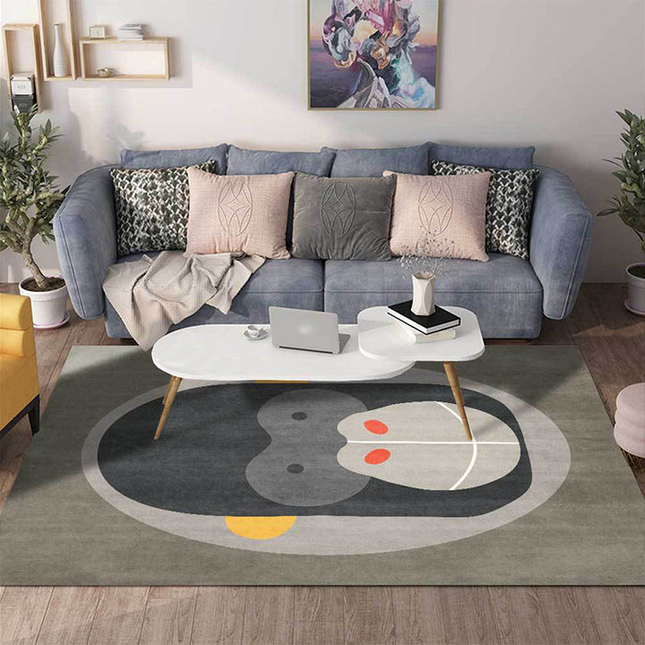 Lisslune | Casual Kids Carpet in Gray Animal Orangutan Pattern Carpet Polyester Stain-Resistant Carpet for Kids Room
