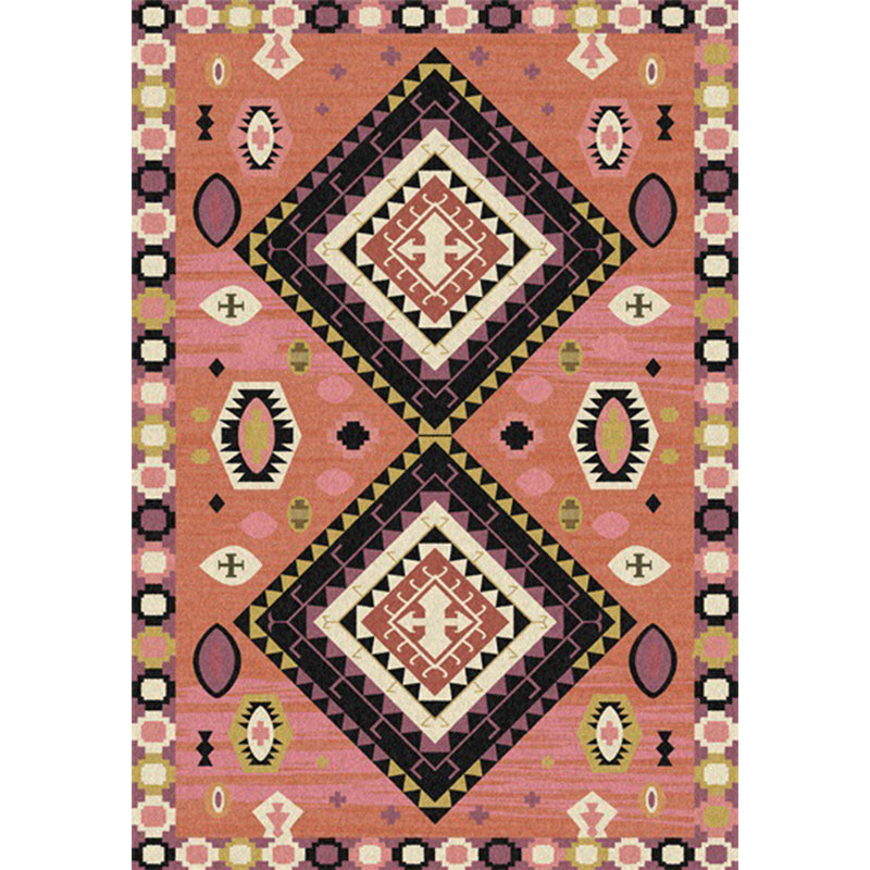 Lisslune | Brown Tribal Carpet Polyester Geometric Pattern Carpet Washable Non-Slip Back Carpet for the Living Room