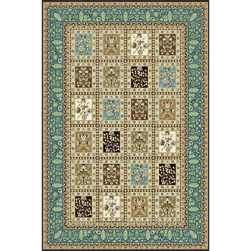 Lisslune | Red and Beige Moroccan Carpet Polyester Checked and Floral Pattern Carpet Washable Non-Slip Backing Carpet for Living Room