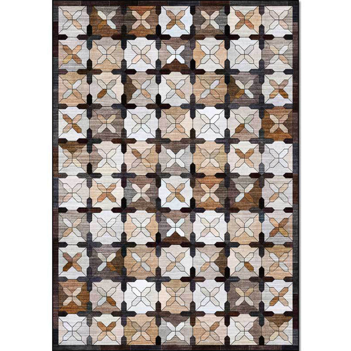 Lisslune | Brown Moroccan Carpet Polyester Controlled Pattern Carpet Washable Non-Slip Backing Carpet for Living Room