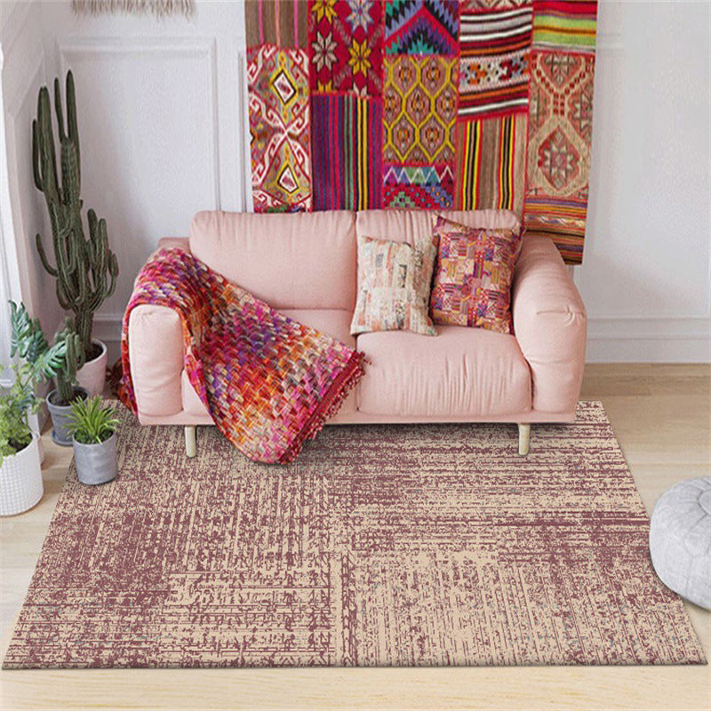 Lisslune | Vintage abstract rug Red Shabby Chic rug Polyester washable non-slip back rug for living room