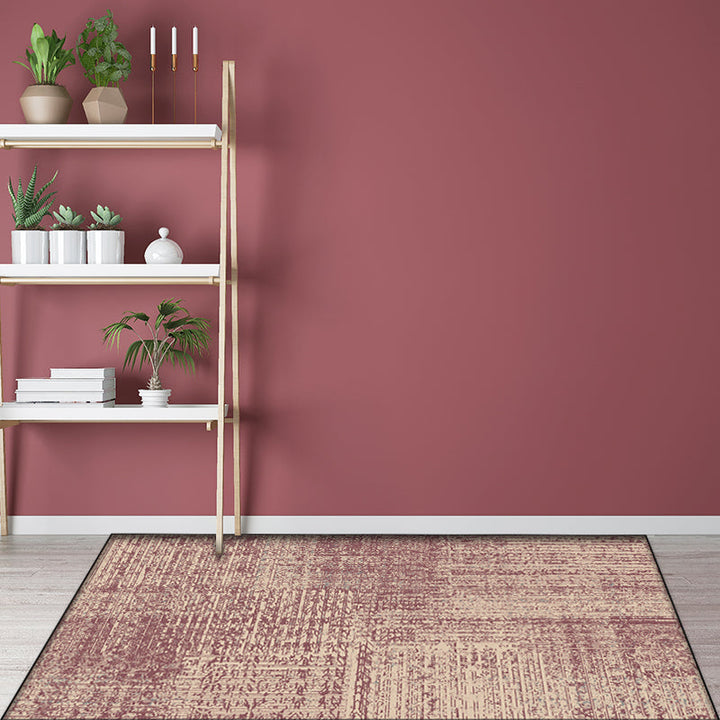 Lisslune | Vintage abstract rug Red Shabby Chic rug Polyester washable non-slip back rug for living room