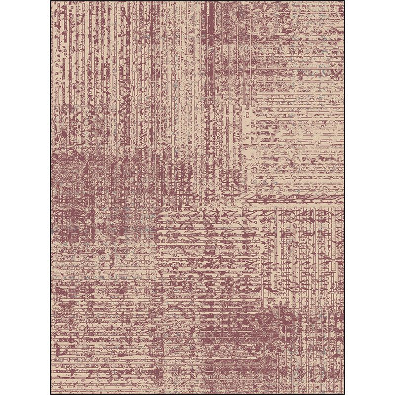 Lisslune | Vintage abstract rug Red Shabby Chic rug Polyester washable non-slip back rug for living room