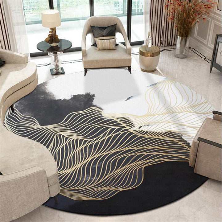 Lisslune | Modern Swirl Stripe Pattern Carpet Black and White Polyester Carpet Machine Washable Non-Slip Rug for Bedroom