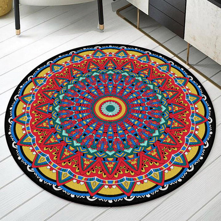 Lisslune | Americana Tribal Pattern Carpet Red Polyester Carpet Machine Washable Non-Slip Area Rug for Bedroom