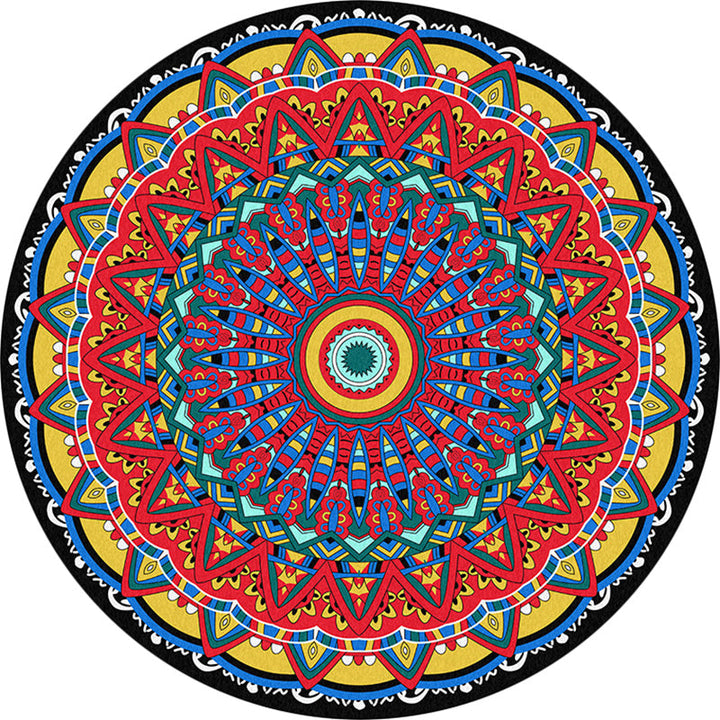 Lisslune | Americana Tribal Pattern Carpet Red Polyester Carpet Machine Washable Non-Slip Area Rug for Bedroom