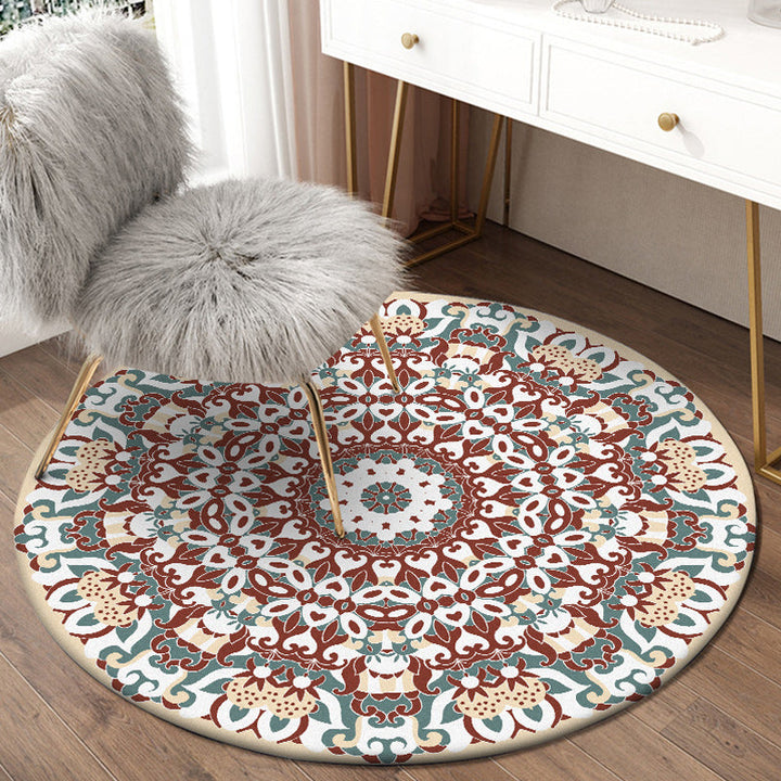 Lisslune | Traditional Floral Pattern Rug Blue Tribal Rug Polyester Washable Non-Slip Mat Rug for Living Room