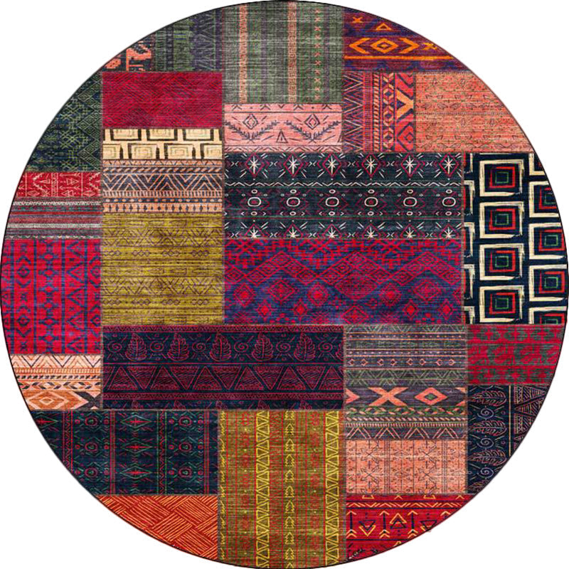 Lisslune | Yellow Southwestern Rug Polyester tribal checkered pattern rug washable with non-slip backing rug for the living room