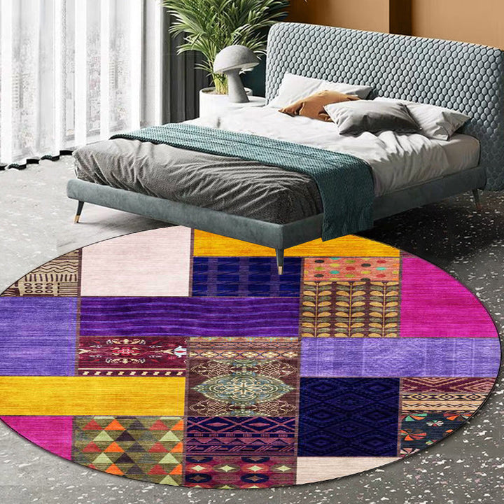 Lisslune | Yellow Southwestern Rug Polyester tribal checkered pattern rug washable with non-slip backing rug for the living room
