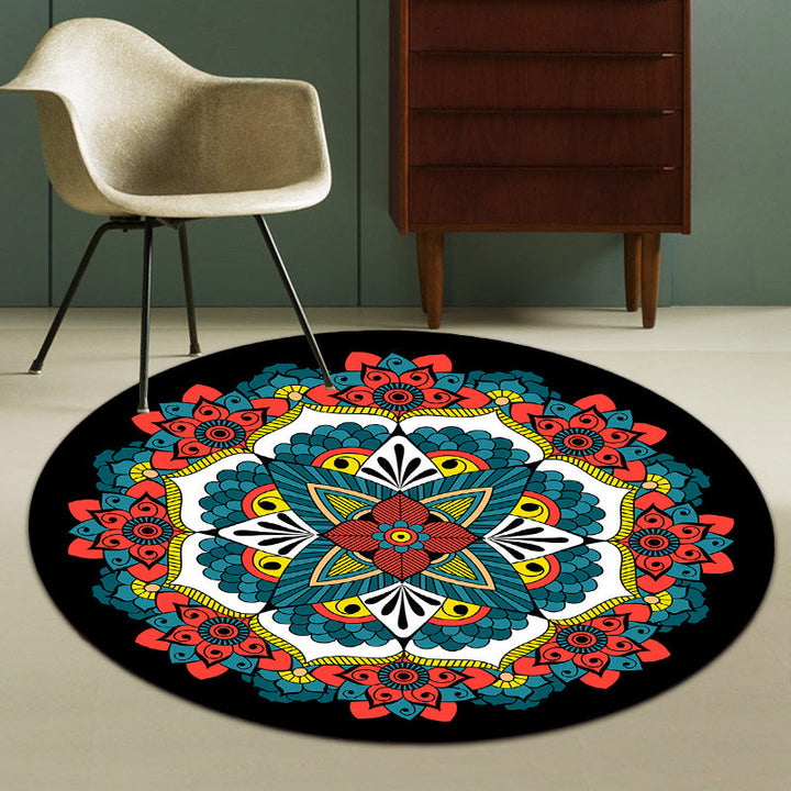 Lisslune | Persian Floral Pattern Carpet Red and Blue Polyester Carpet Machine Washable Non-Slip Carpet for the Bedroom