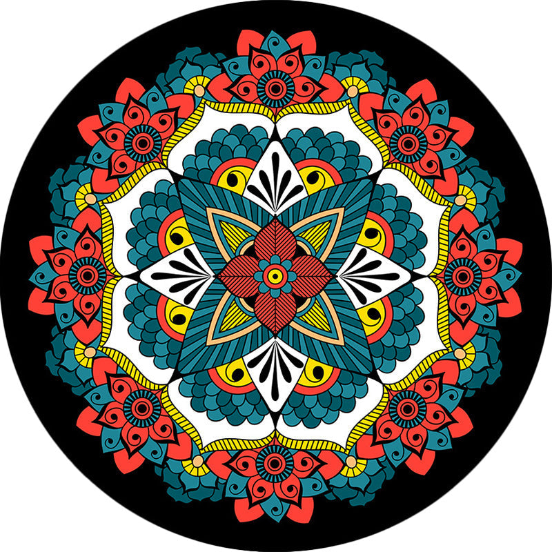 Lisslune | Persian Floral Pattern Carpet Red and Blue Polyester Carpet Machine Washable Non-Slip Carpet for the Bedroom