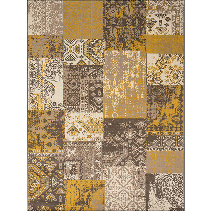 Lisslune | Shabby Chic Tribal Pattern Rug Blue and Yellow Polyester Rug Machine Washable Non-Slip Rug for the Bedroom