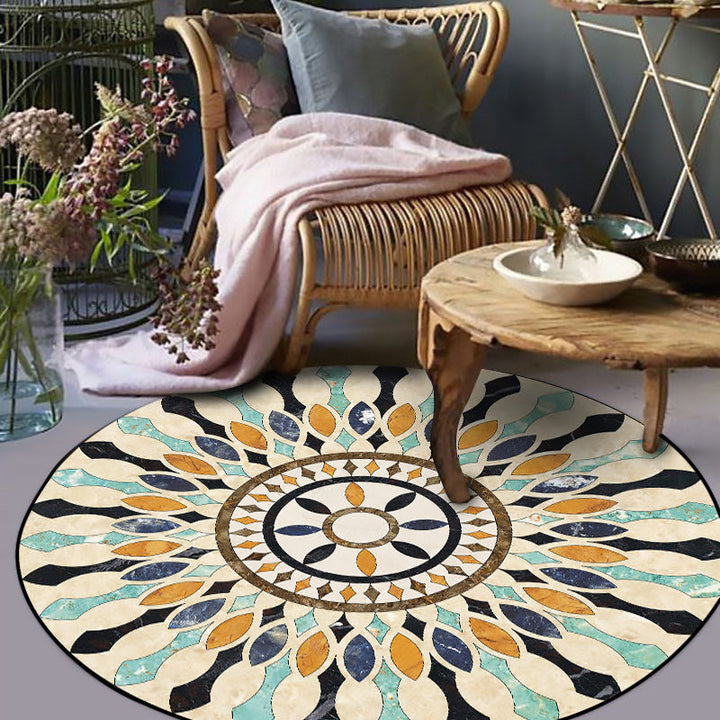 Lisslune | American tribal pattern rug apricot polyester rug machine washable non-slip rug for bedroom