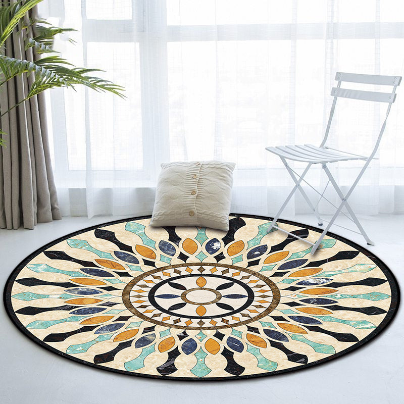 Lisslune | American tribal pattern rug apricot polyester rug machine washable non-slip rug for bedroom