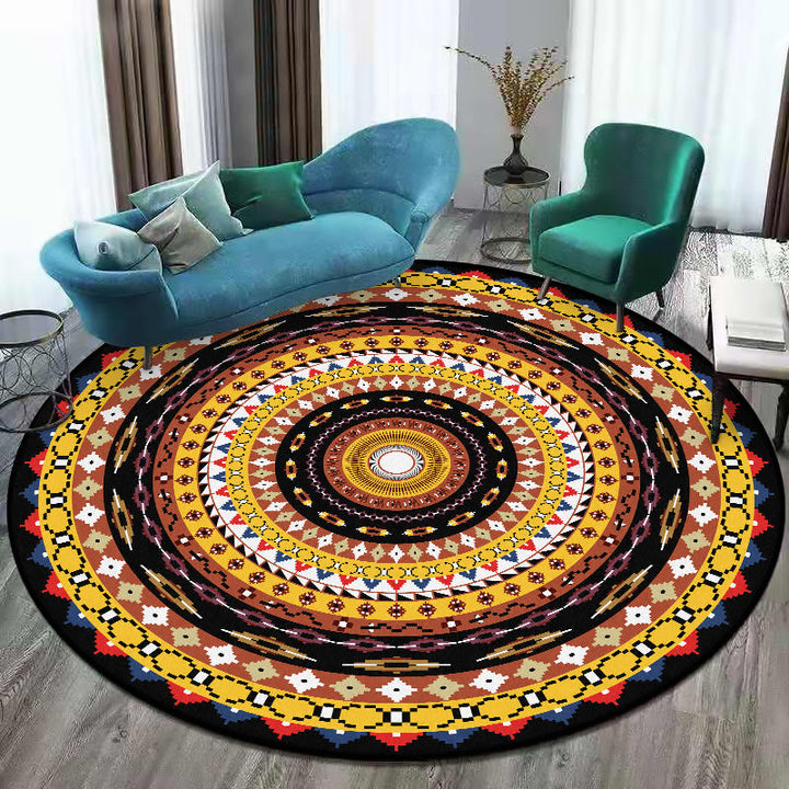 Lisslune | Orange Sou'wester Rug Polyester concentric circles pattern rug washable non-slip backing rug for living room