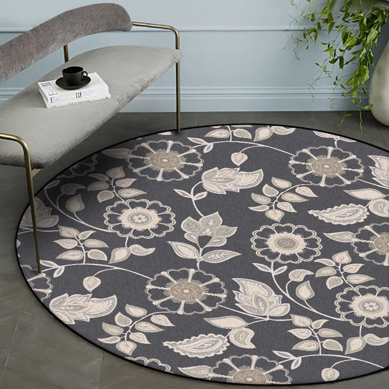 Lisslune | Griess Vintage Carpet Polyester Flower and Leaf Pattern Carpet Washable Non-Slip Underlay Carpet for Living Room