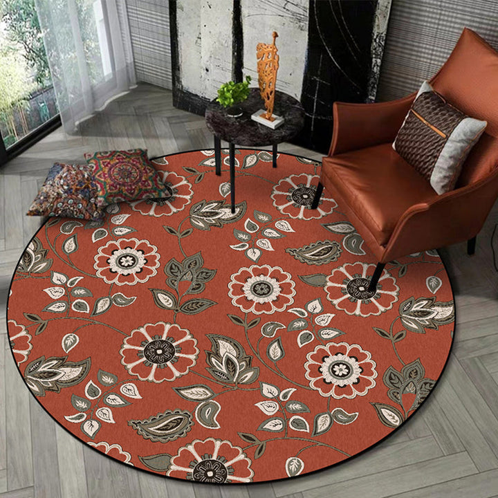 Lisslune | Griess Vintage Carpet Polyester Flower and Leaf Pattern Carpet Washable Non-Slip Underlay Carpet for Living Room