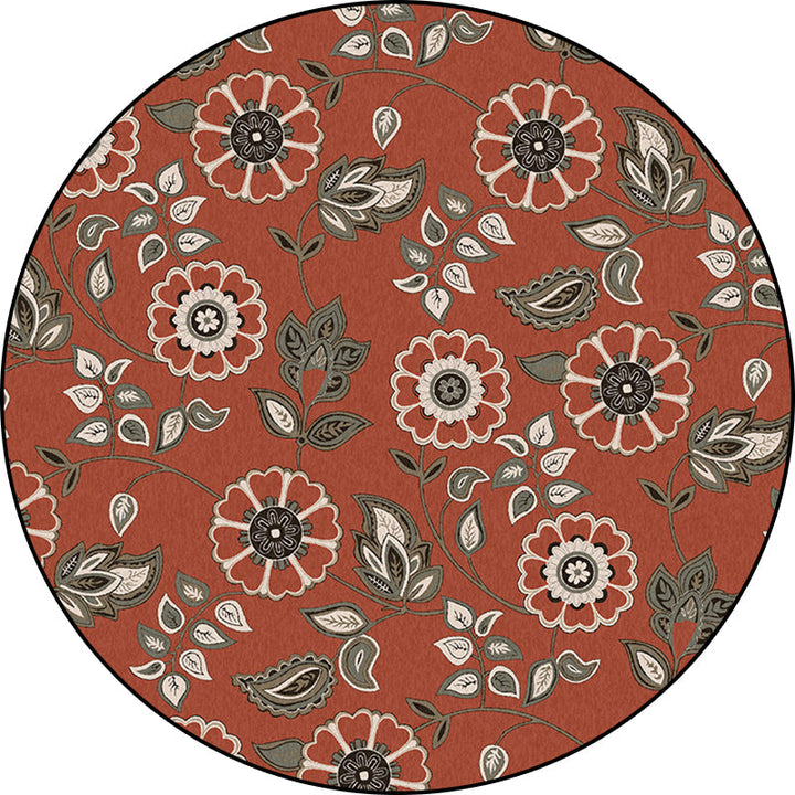 Lisslune | Griess Vintage Carpet Polyester Flower and Leaf Pattern Carpet Washable Non-Slip Underlay Carpet for Living Room