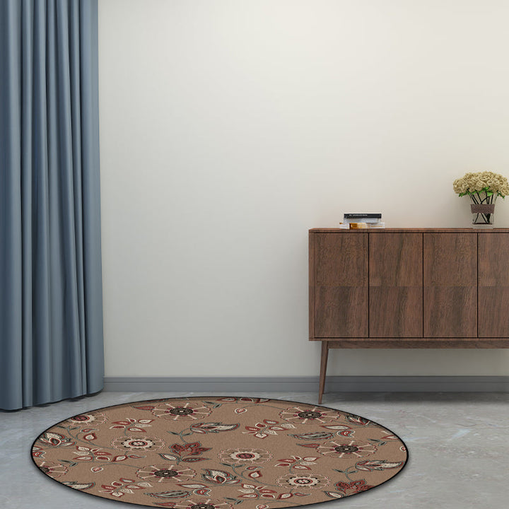 Lisslune | Griess Vintage Carpet Polyester Flower and Leaf Pattern Carpet Washable Non-Slip Underlay Carpet for Living Room