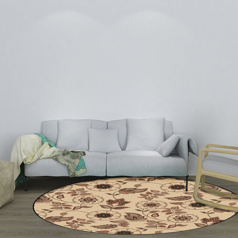 Lisslune | Griess Vintage Carpet Polyester Flower and Leaf Pattern Carpet Washable Non-Slip Underlay Carpet for Living Room