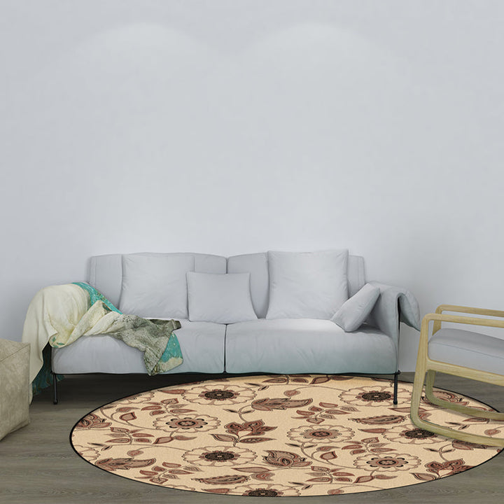 Lisslune | Griess Vintage Carpet Polyester Flower and Leaf Pattern Carpet Washable Non-Slip Underlay Carpet for Living Room