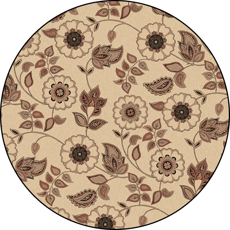 Lisslune | Griess Vintage Carpet Polyester Flower and Leaf Pattern Carpet Washable Non-Slip Underlay Carpet for Living Room