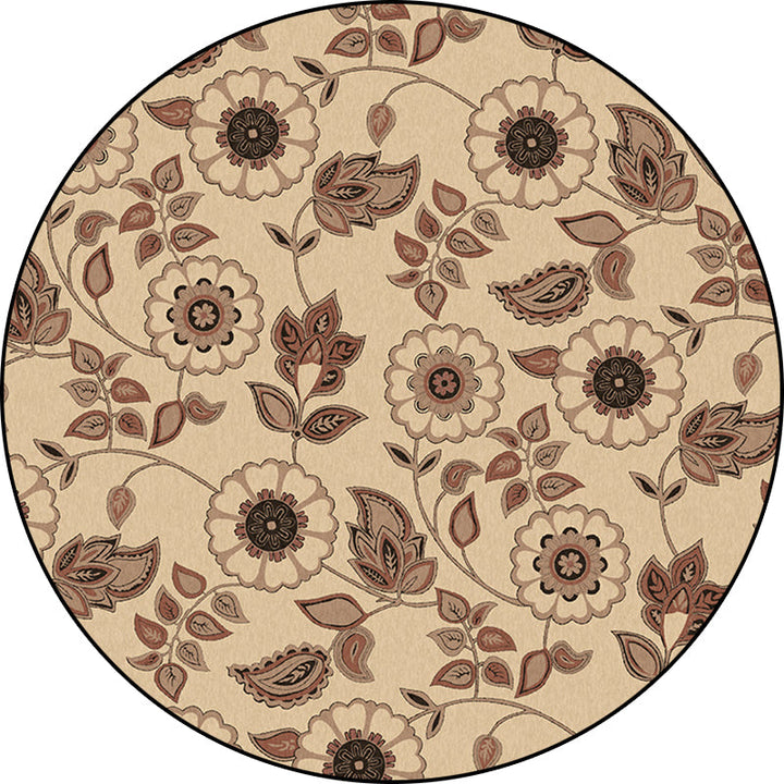 Lisslune | Griess Vintage Carpet Polyester Flower and Leaf Pattern Carpet Washable Non-Slip Underlay Carpet for Living Room