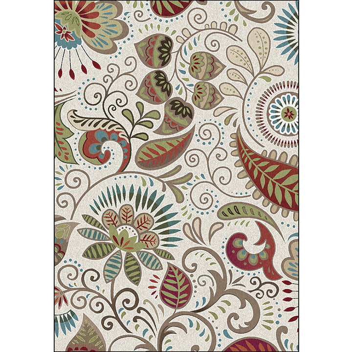 Lisslune | White Vintage Carpet Polyester Paisley Pattern Carpet Washable Non-Slip Back Carpet for Living Room
