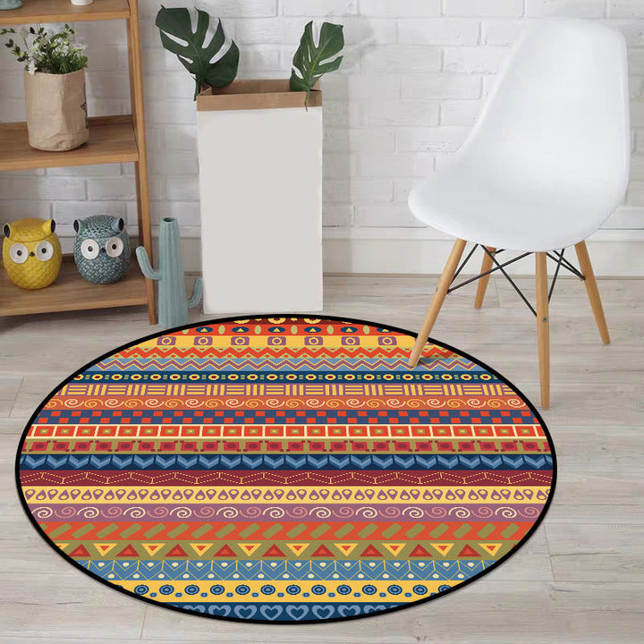 Lisslune | Classic Striped Pattern Rug Orange Tribal Rug Polyester Washable Non-Slip Backing Rug for Living Room