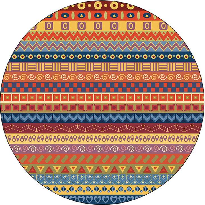 Lisslune | Classic Striped Pattern Rug Orange Tribal Rug Polyester Washable Non-Slip Backing Rug for Living Room