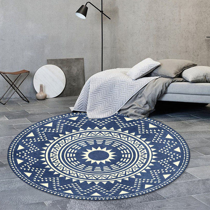 Lisslune | Blue and green southwest rug Polyester geometric pattern rug washable non-slip backing rug for living room
