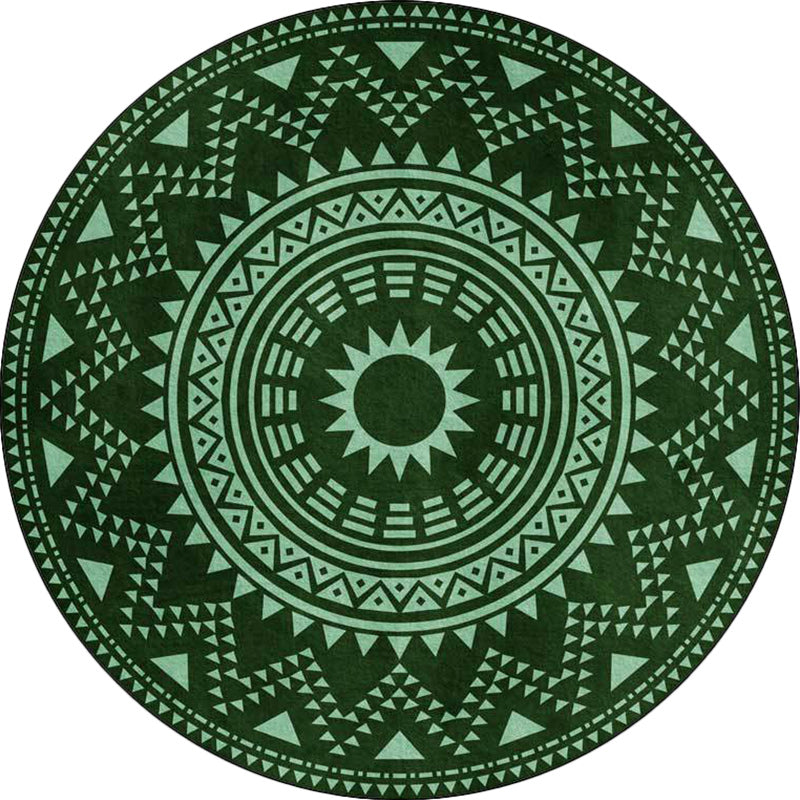 Lisslune | Blue and green southwest rug Polyester geometric pattern rug washable non-slip backing rug for living room