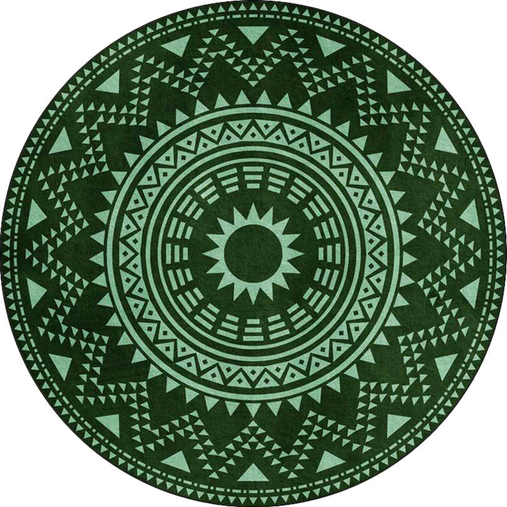Lisslune | Blue and green southwest rug Polyester geometric pattern rug washable non-slip backing rug for living room