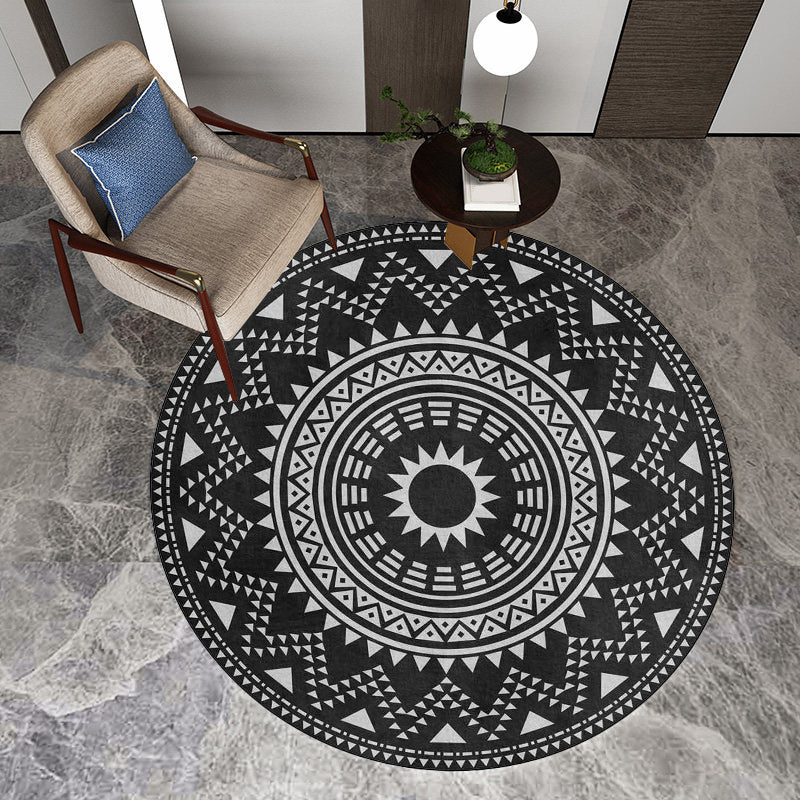 Lisslune | Blue and green southwest rug Polyester geometric pattern rug washable non-slip backing rug for living room