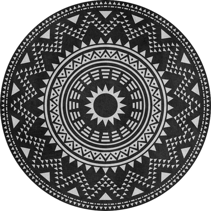 Lisslune | Blue and green southwest rug Polyester geometric pattern rug washable non-slip backing rug for living room