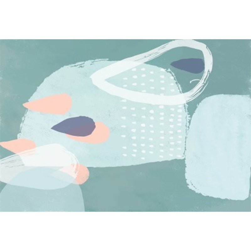 Lisslune | Green Bedroom Carpet Novelty Color Block Watercolor Painting Pattern Carpet Polyester Non-Slip Back Carpet