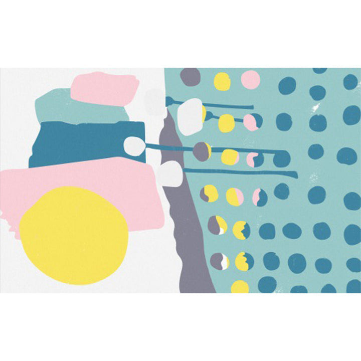 Lisslune | Blue and White Bedroom Rug Novelty Color Block Dots Pattern Area Rug Polyester Non-Slip Washable Rug