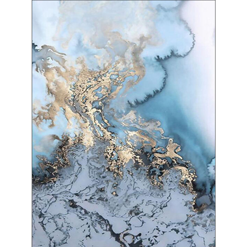 Lisslune | Unique Watercolor Pattern Carpet Blue and Grey Modern Carpet Polyester Washable Non-Slip Backing Area Rug for Living Room