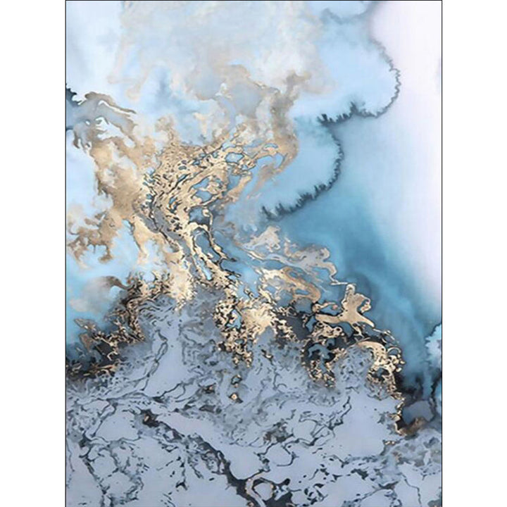 Lisslune | Unique Watercolor Pattern Carpet Blue and Grey Modern Carpet Polyester Washable Non-Slip Backing Area Rug for Living Room